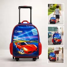Mochila Rodinhas Infantil Forte Carros Corrida Escolar Grande Resistente Menino Criança