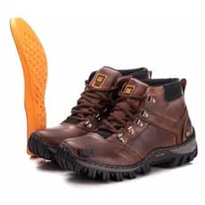 Bota Caterpillar Masculina Em Couro Com Palmilha Em Gel Macia Adventure