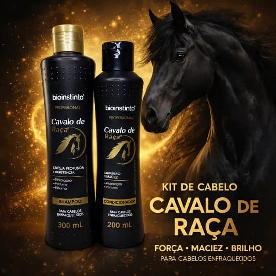 Kit shampoo e condicionador Antiqueda e crescimento acelerado Cavalo de Raça 2 itens