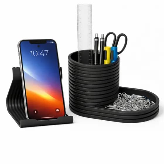 Kit Organizador de Mesa 3 em 1 com Suporte para Celular + Porta Caneta + Porta Objetos