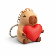 Chaveiro Capivara 3D com Coração – Fofo, Decorativo e Presente Criativo
