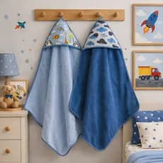 Kit 2x Toalha De Banho Bebe Infantil Dupla Face Modelo Luxo Com Capuz Forrado Fralda 100% Algodão