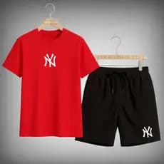 Kit Camiseta Oversized e Short Tactel Masculino Streetwear NY Camisa Algodão Premium