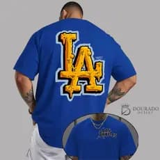 Camisa Masculina Estampada Los Angeles Camisa Unisex Algodão Confortável Qualidade