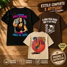 Kit Treino 3 Camiseta 100% AlgodãoConjunto unissex de Academia Fitnes ate virar obra de arte treino de perna creatina