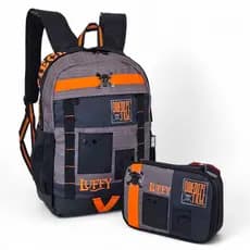 Kit Mochila Escolar One Piece OP25105 + Estojo Box Clio