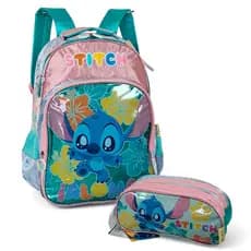 Kit Mochila escolar stitich IS42401SC costas + estojo triplo luxcel original
