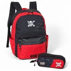 Kit Mochila escolar One Piece estojo Luxcel Original Costas