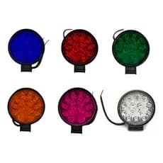 Par de Farol Redondo 9cm 14 Led 42w Colorido Caminhão Ônibus