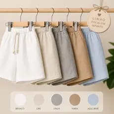Short linho mauricinho bebê- infantil 1 ao 6 cores variadas