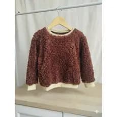 Blusa Infantil Pelúcia Manga Longa marrom moda kids**&