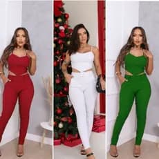 conjunto cropt calça com sinto