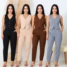 CONJUNTO FEMININO COM COLETE NA ALFAIATARIA