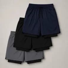 Kit 3 Bermuda 2 Em 1 Masculino Corrida Academia Fitness Crossfit Compressão