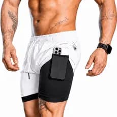 Bermuda Masculino 2 Em 1 Academia Corrida Fitness Confortável Com Bolso