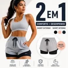 Short Dryfit 2em1 Feminino Academia Bermuda Dupla Para Caminhada Treino e Outros Exercício