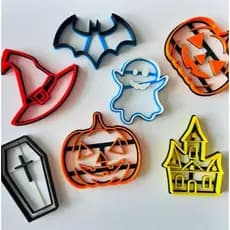 KIT C/7 Cortador Marcador Massas Biscuito halloween Pasta Americana Artigo de Confeitaria Natal Biscoito