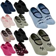 Kit 3 Pares Meias Sapatilha Pilates  Yoga Feminina Adulto Selene