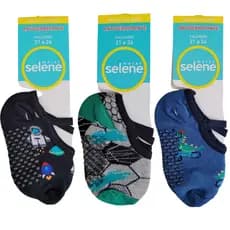 Kit 3 Pares Meias Sapatilha Antiderrapante Proteção Bebe Menina Menino Selene