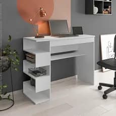Mesa Para Computador Gamer – Escrivaninha Com Nicho (Branco)