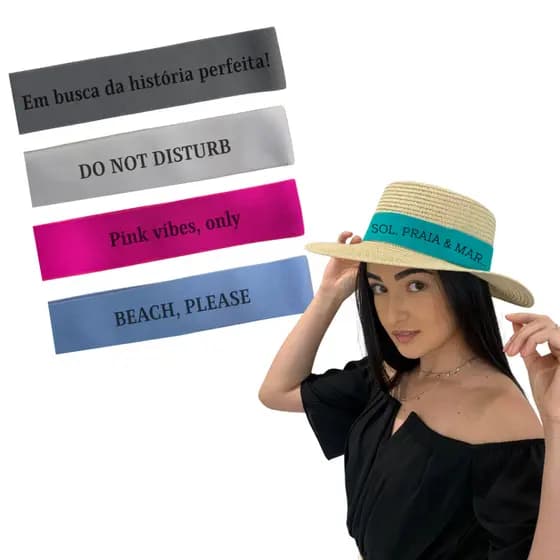 Faixa Para Chapéu Personalizada Com Nome Ou Frase Sublimada
