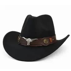 Chapéu Cowboy Vaqueiro em Feltro Ocidental Clássico Unissex Aba Larga Conforto e Estilo Country