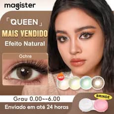 [Miopia 0.00~-6.00] Lentes De Contato Com Grau Coloridas Magister Natural 14mm 1 Par 6 Meses Ochre Marrom