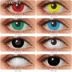 Pseyeche Lente De Contato Halloween Preta Branca Cosplay Anime Sharingan Naruto Verde Azul Anual 1 Par