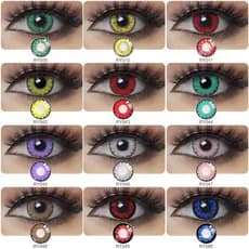 Pseyeche 1 Par Lentes De Contato Coloridas Para Cosplay Halloween Maquiagem Anual 14.5mm Vermelho/Azul/Verde