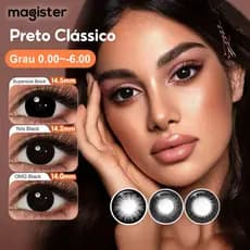 [0.00~-6.00] Magister Lente De Contato Com Grau Preto Preta Grande Clássico Lentes 1 Par 14~14.5mm