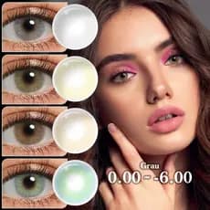 [0.00~-6.00] Lentes De Contato Com Grau Coloridas Olhos Magister Natural 14mm 6Meses-Ochre/Icy Gray/Amber/Graphite/Topaz