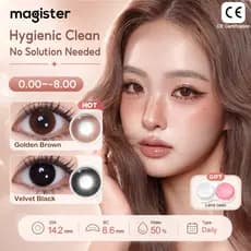[10Peças] Magister Lentes de Contato Descartáveis ​​Diárias com Grau Natural Coloridas Miopia Lente,50% de água
