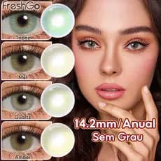 FreshGo HIDROCOR Lente De Contato Colorida Olhos sem Grau Anual 14.2mm 1 Par Mel/Verde/Azul/Avela