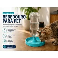 Bebedouro  Para Pet Gato Cachorro Coelho Impresso em 3D – Hidratação Prática e Sustentável