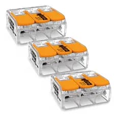 Kit Conector Elétrico Reutilizável Emenda Terminal Para Chuveiro Obra 2 ou 3 Vias Fio 4mm 6mm Wago