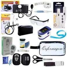 Super Kit Enfermagem Aparelho de Pressão + Estetoscópio Premium Completo + Oximetro + Nécessaire