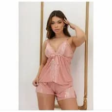 Baby Doll Luxo em Liga Light  com detalhes em renda toque super macio