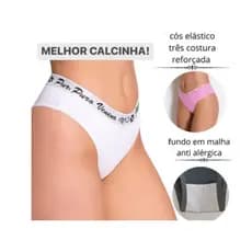 Cueca / Calcinha Antialérgica - Algodão Com Coton - Cós com Elástico Compressivo