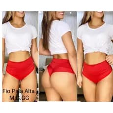 Calcinha Feminina Pala Alta Cós duplo Microfibra Forro de Algodão - Fio Duplo