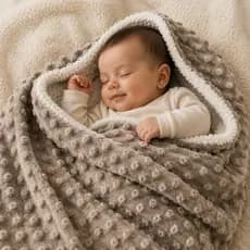 Manta Cobertor Dupla Face para Bebê - Soft Pipoquinha e Sherpa - Toque Suave e Delicado