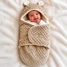 Saco de Dormir para Bebê em Manta Soft Pipoquinha e Sherpa - Toque Macio e Aconchegante