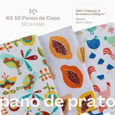 Kit Pano de Copa Seca Mais 10 Unidades Cores Variadas