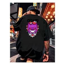 Camiseta Camisetão Oversized de luxo Gengar Pokemon Japan Culture Larga Unissex Promoção Confortável 100% Algodão