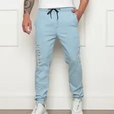 CALÇA MASCULINA JOGGER JEANS  RASGADA