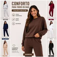 Conjunto Moletom Feminino Casual Inverno Blusa Manga Longa e Calça Jogger