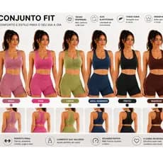 Conjunto Fitness Feminino Top Modelador com Zíper e Short Academia Yoga
