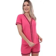 Pijama americano feminino botão amamentação baby dool blogueirinha maternidade gestante cirurgico