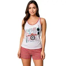 Pijama Feminino Adulto Baby Doll Regata E Short Doll Verão atacado revenda