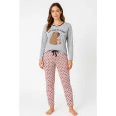 Pijama feminino inverno manga longa pijama feminino manga longa comprida calça Inverno