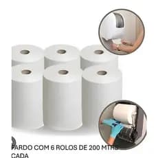 Papel Toalha Bobina 6 Rolos Grandes 100% Celulose Virgem